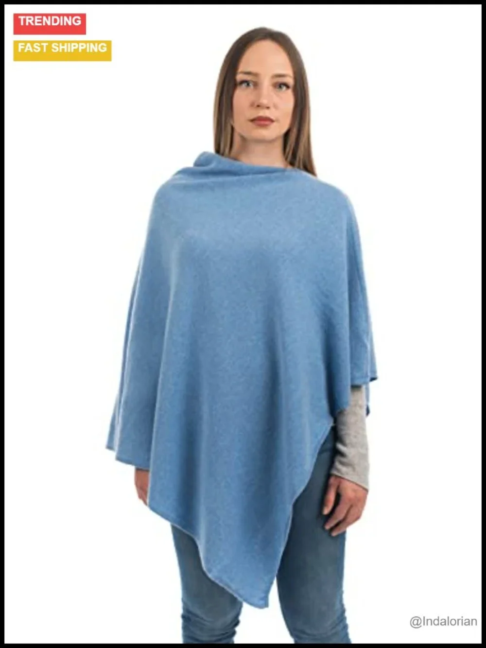 Wool Cashmere Blend Poncho, Sleeveless, Lightweight, Made in Italy